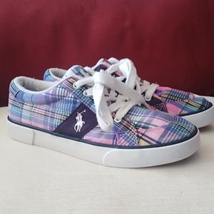 Polo pink and purple plaid shoe size 5 like new